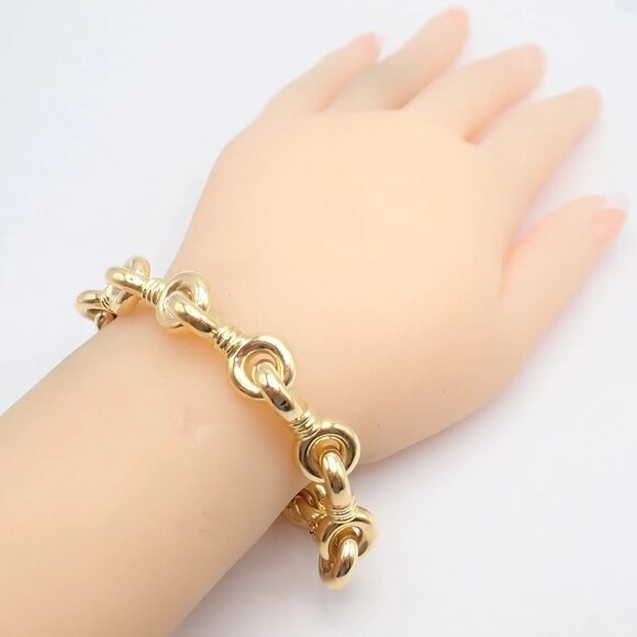 Vintage Estate Chunky 18k Yellow Gold Bracelet 8" 37g - Picture 7 of 10